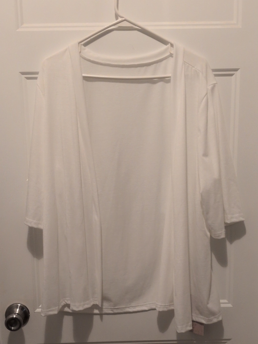 EMERY ROSE White Open Front Cardigan 3XL 3/4 Sleeve Lightweight Top